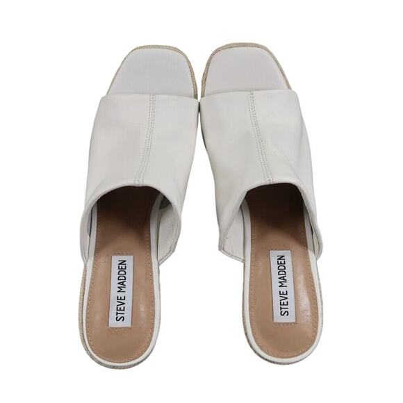 Steve Madden Shoes Womens 8.5 Sandals Wedge Slide Espadrille Leather White Urge - Picture 9 of 15